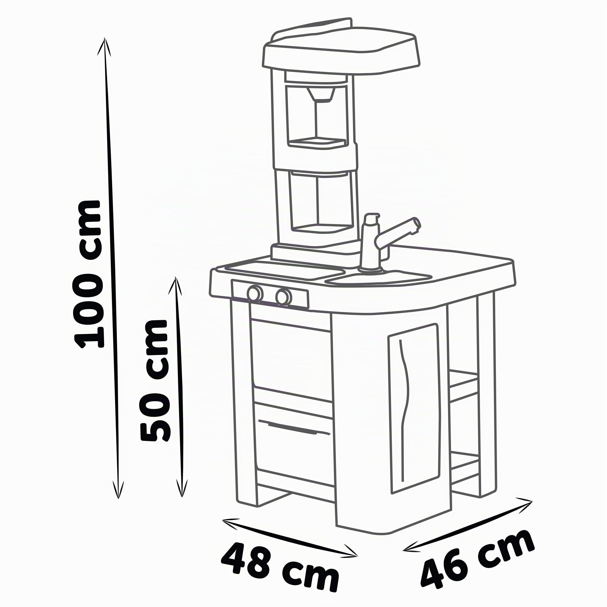 Smoby - Cucina Studio, 7600311056, +3 anni, trendy, 27 accessori, altezza 99 cm