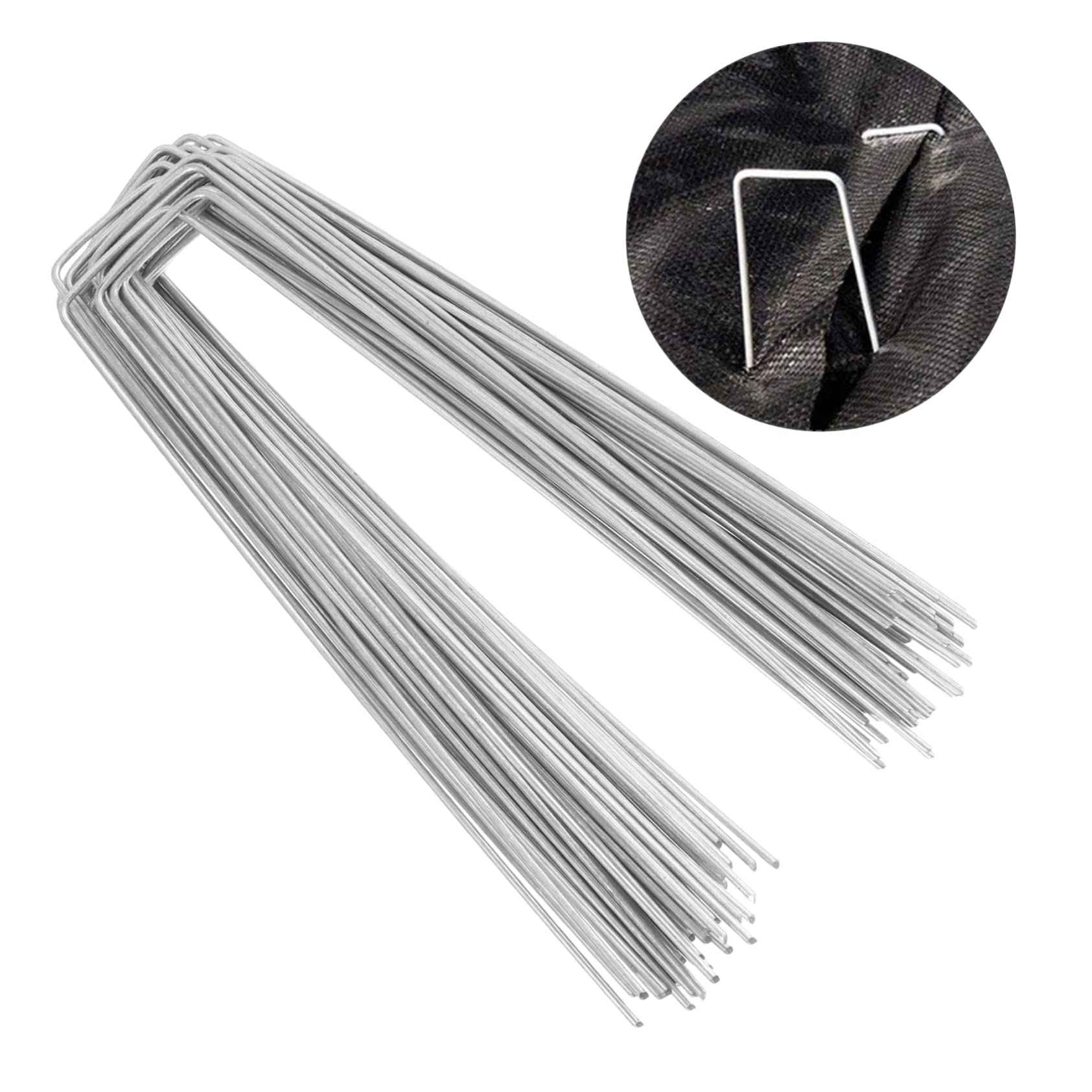 BESPORTBLE 100pezzi Chiodi Da Giardinaggio in Forma u Per Prato e Fissaggio Picchetti Da Giardino Resistenti Anti-ruggine Eccellente Tensione e Tenuta Nel Terreno