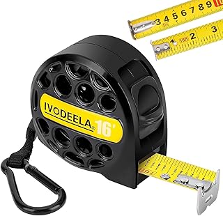 Retractable Tape Measure,Stainless Steel Blade Measuring Tape,16ft/5M 1-Inch Wide Blade Tape Measurer,Easy Read Ft/Inch/Fractions/Metric Scales,Self-Locking,Hollow Design,Anti-Sand,Anti-Rust