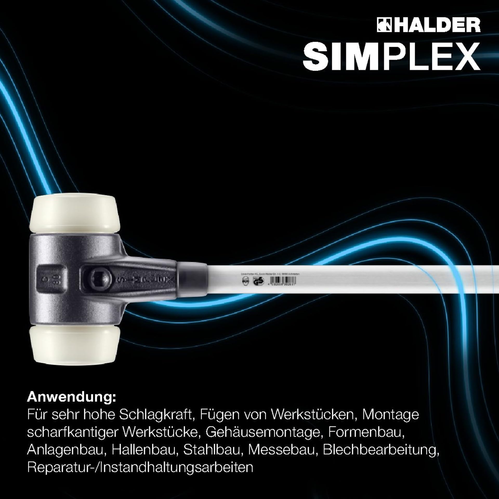 SIMPLEX-Vorschlaghammer, Nylon; mit verstärktem Tempergussgehäuse und Fiberglasstiel | D=80 mm | 3708.081