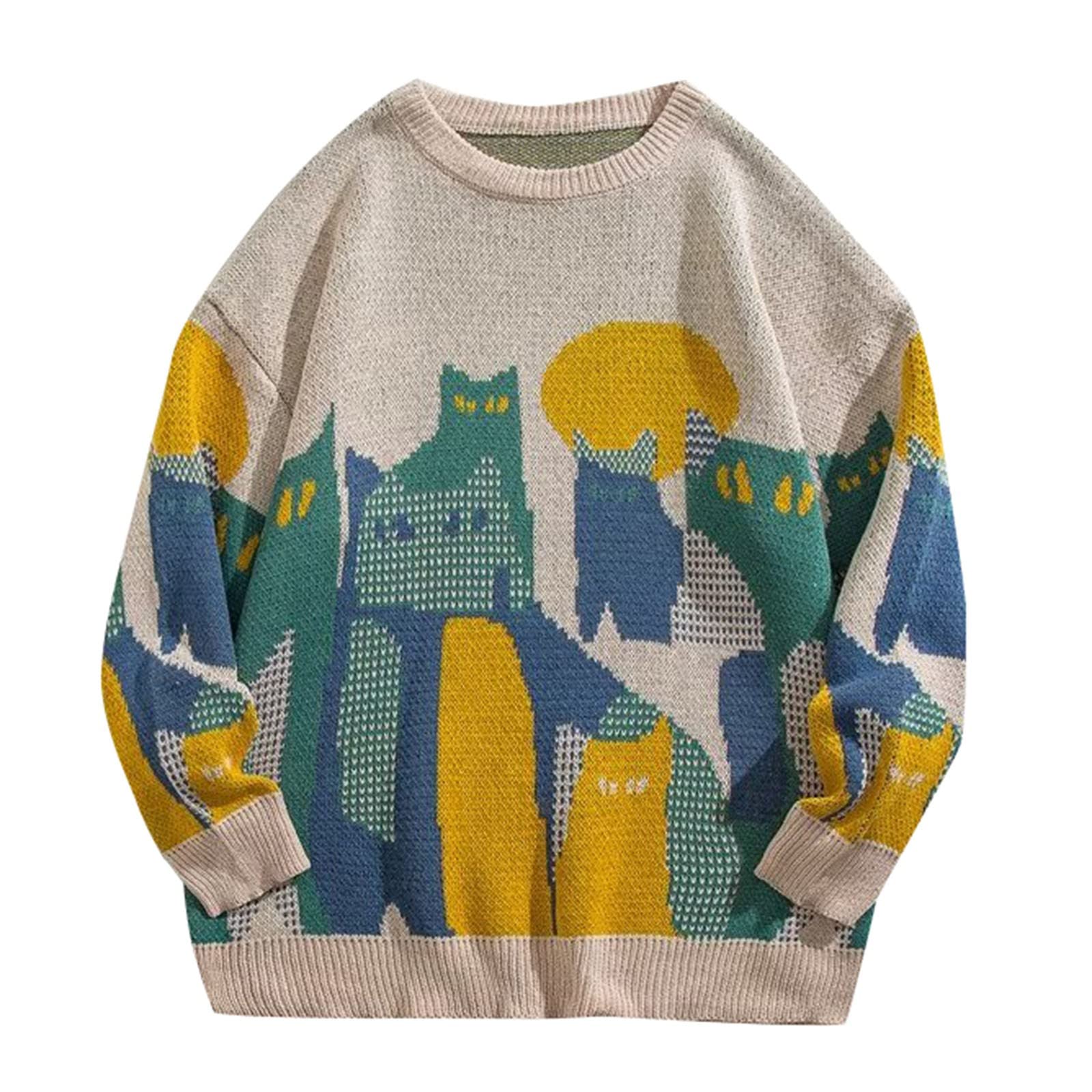 Maglioni Natale, Maglie Natale Uomo Maglioni Brutti di Natale Maglia a Maniche Lunghe con Motivo Renne Divertente Maniche Lunga Xmas Pullover Maglie Natalizie Famiglia Pullover Uomo