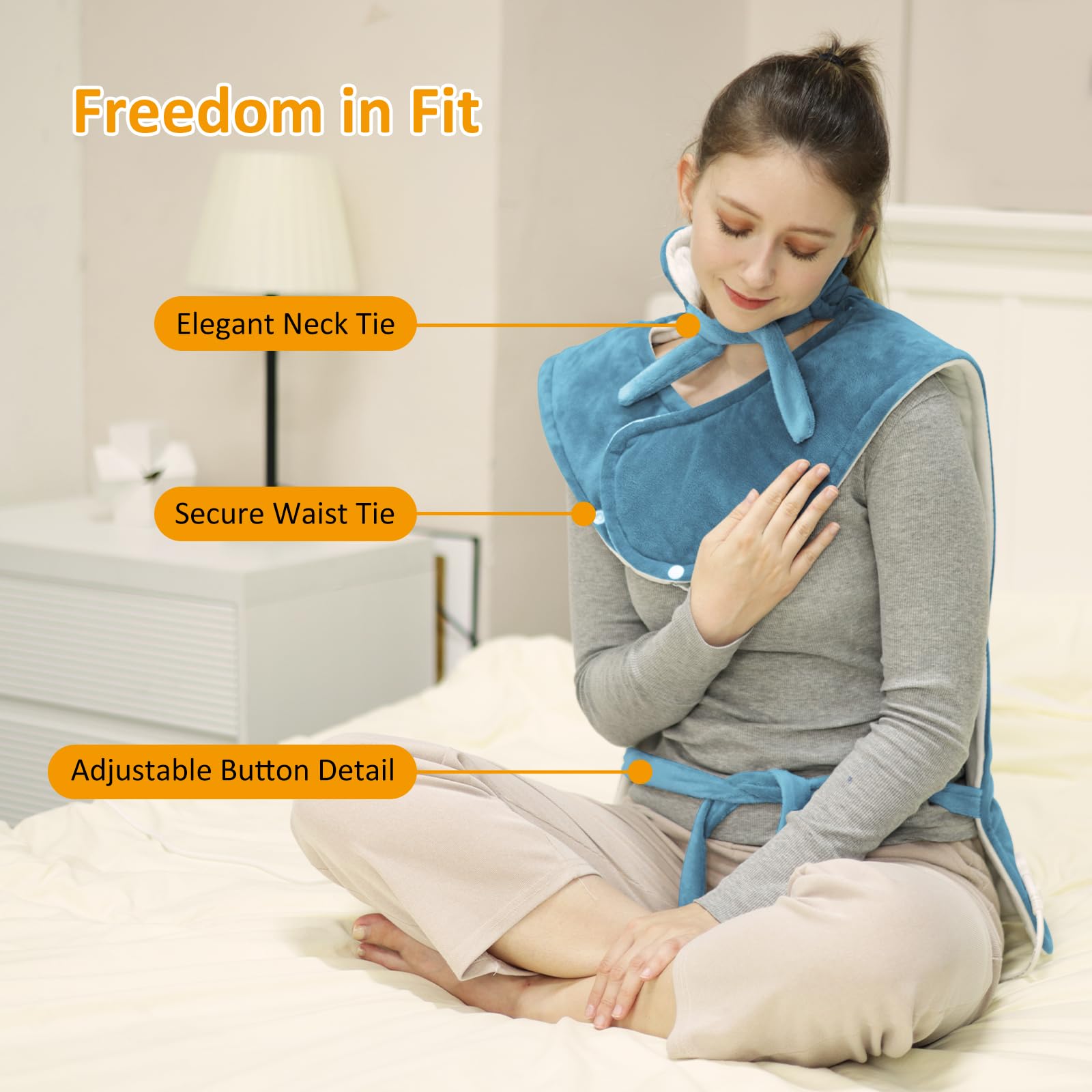 ITSHINY Termoforo Elettrico per Schiena, Termoforo Cervicale e Spalle con 6 Livelli di Riscaldamento, Timer di Spegnimento Automatico, Tensione Muscolare, Lavabile in Lavatrice, 60x108 cm