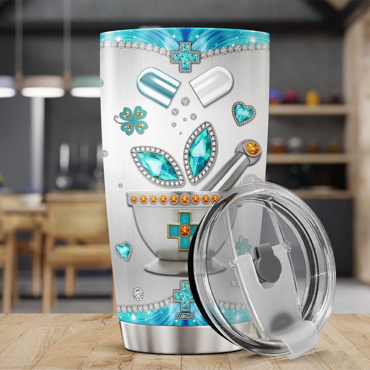 CUBICER Pharmacy Technician Coffee Tumbler 20 Oz Double Walled Stainless Steel Medical Sayings Mug With Lid Themed Travel Cup Drinking Glass Holiday Birthday Gifts For Women Men - Image 3