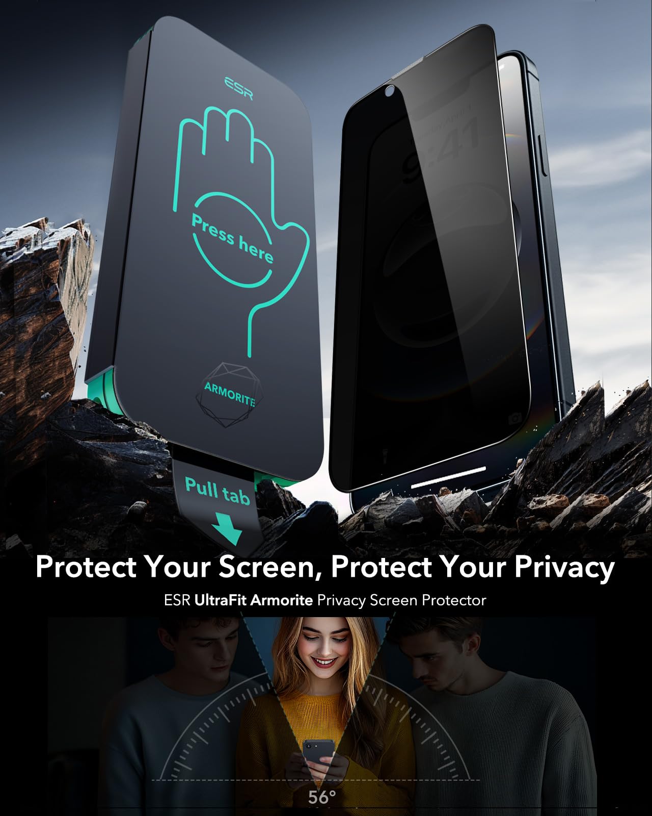 ESR Privacy Pellicola per iPhone 16e/iPhone 14/iPhone 13/13 Pro, Vetro temperato 9H+, Zero bolle e polvere, Protezione di grado militare, Durevole con strumento di installazione facile, 3 Confezioni