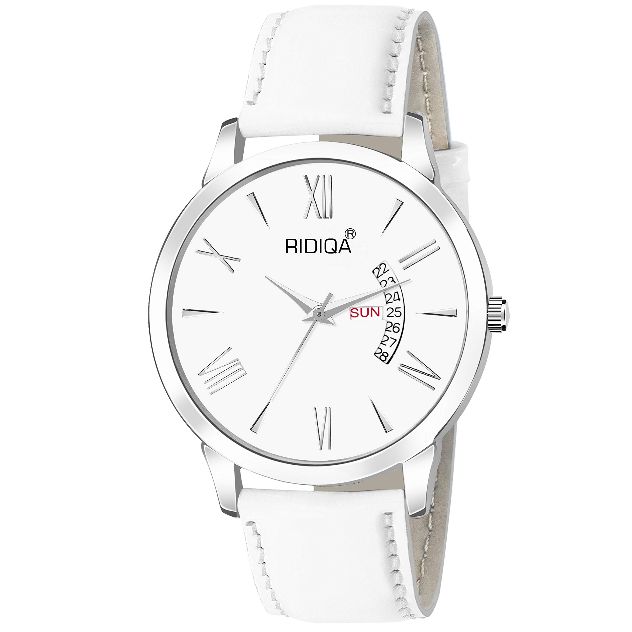 RIDIQA Analog Ultra Slim Wrist Watch for Men White Dial White Belt (B083WBMB16) Amazon Price History, Amazon Price Tracker