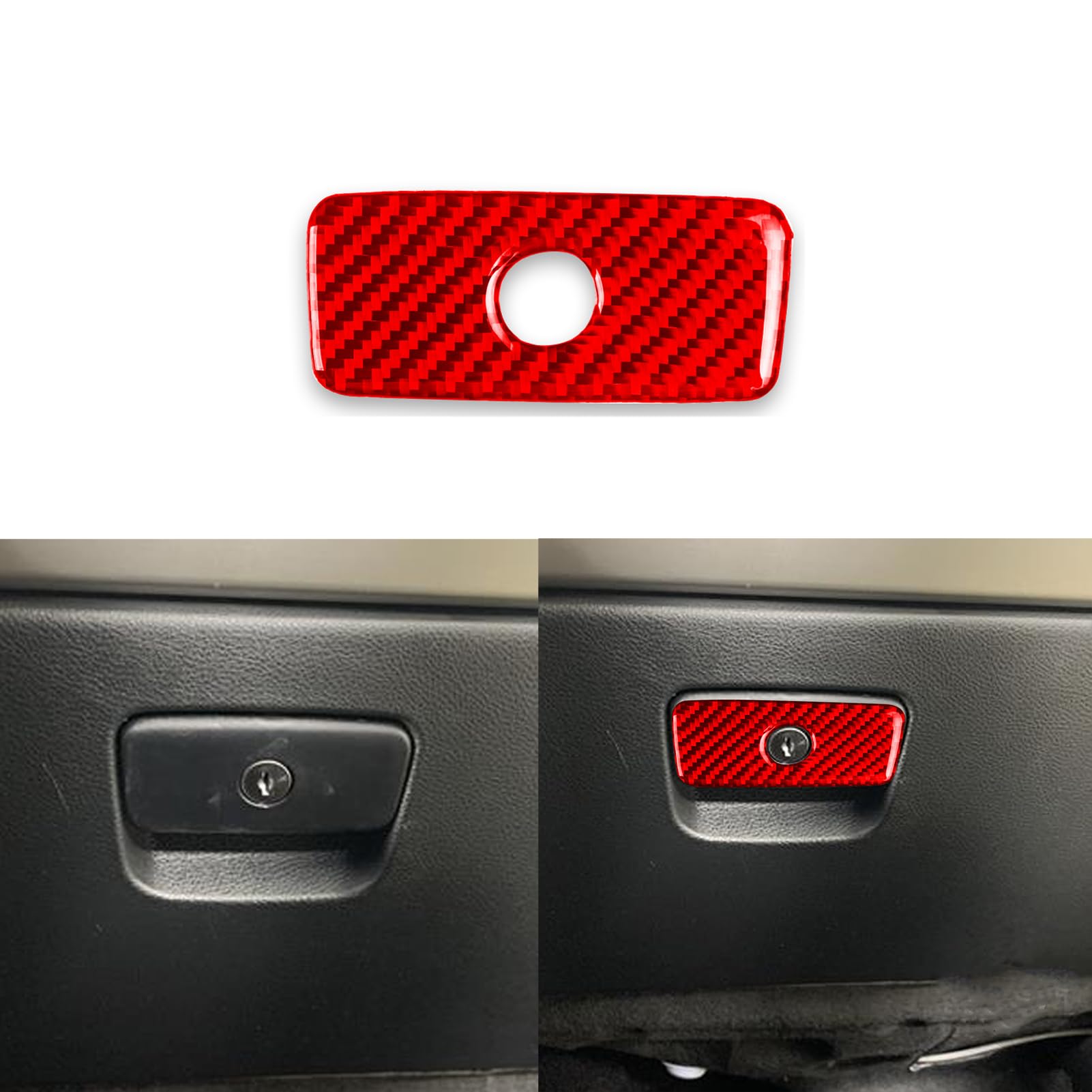 PJFUS Real Soft Carbon Fiber Car Co-Pilot Glove Storage Box Handle Switch Panel Cover Premium Sticker Compatible with Dodge Durango 2014-2020 Auto Interior Accessories red