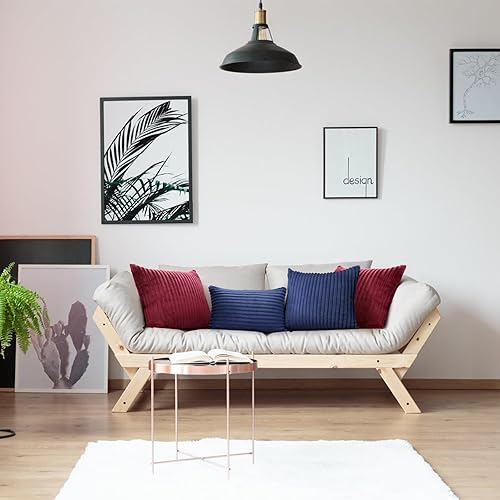 Miniatura 2 de Qavctw Juego de 2 fundas de almohada decorativas de 18 x 18 pulgadas para sofá, fundas de almohada esponjosas a rayas, fundas de almohada cuadradas