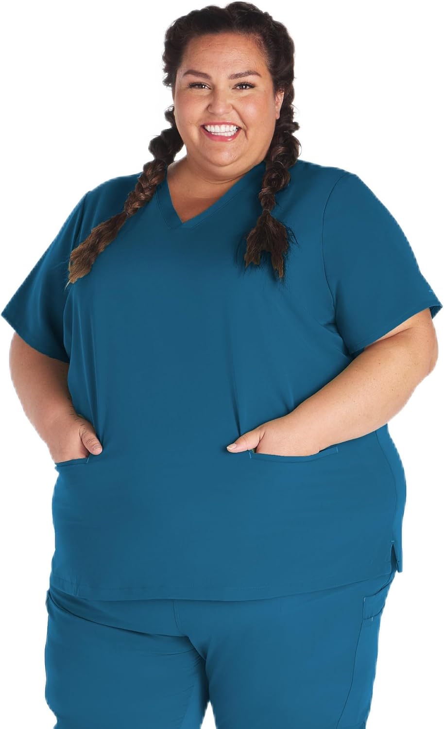 DOLAN Echo V-Neck 2-Pocket CORE Women's Scrub Top, Soft, Strong and Stretchy, 2 Front Drop Pockets