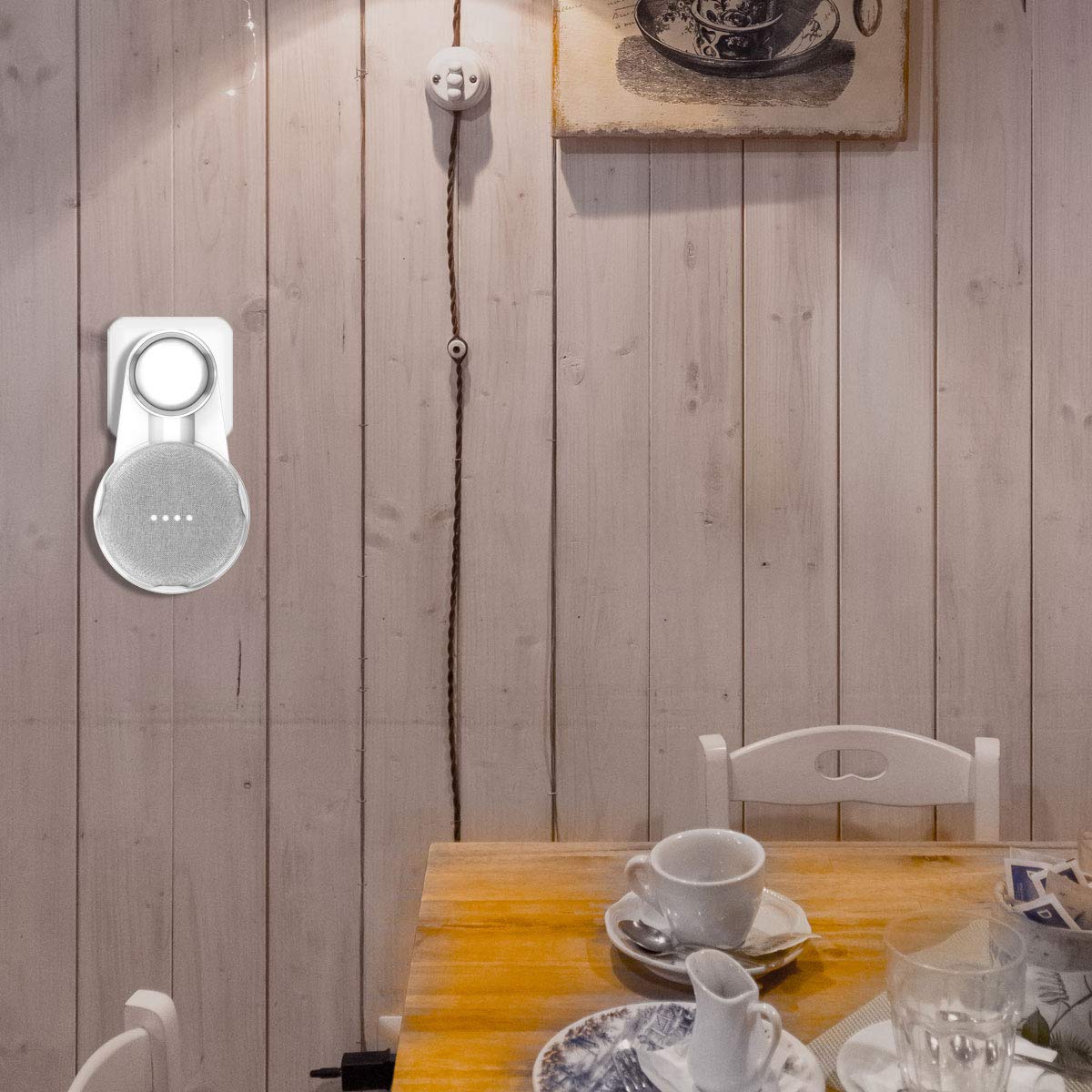 Cozycase Supporto per Google Nest Mini, Google Home Mini, gestione dei cavi integrata senza viti (Bianco + grigio)