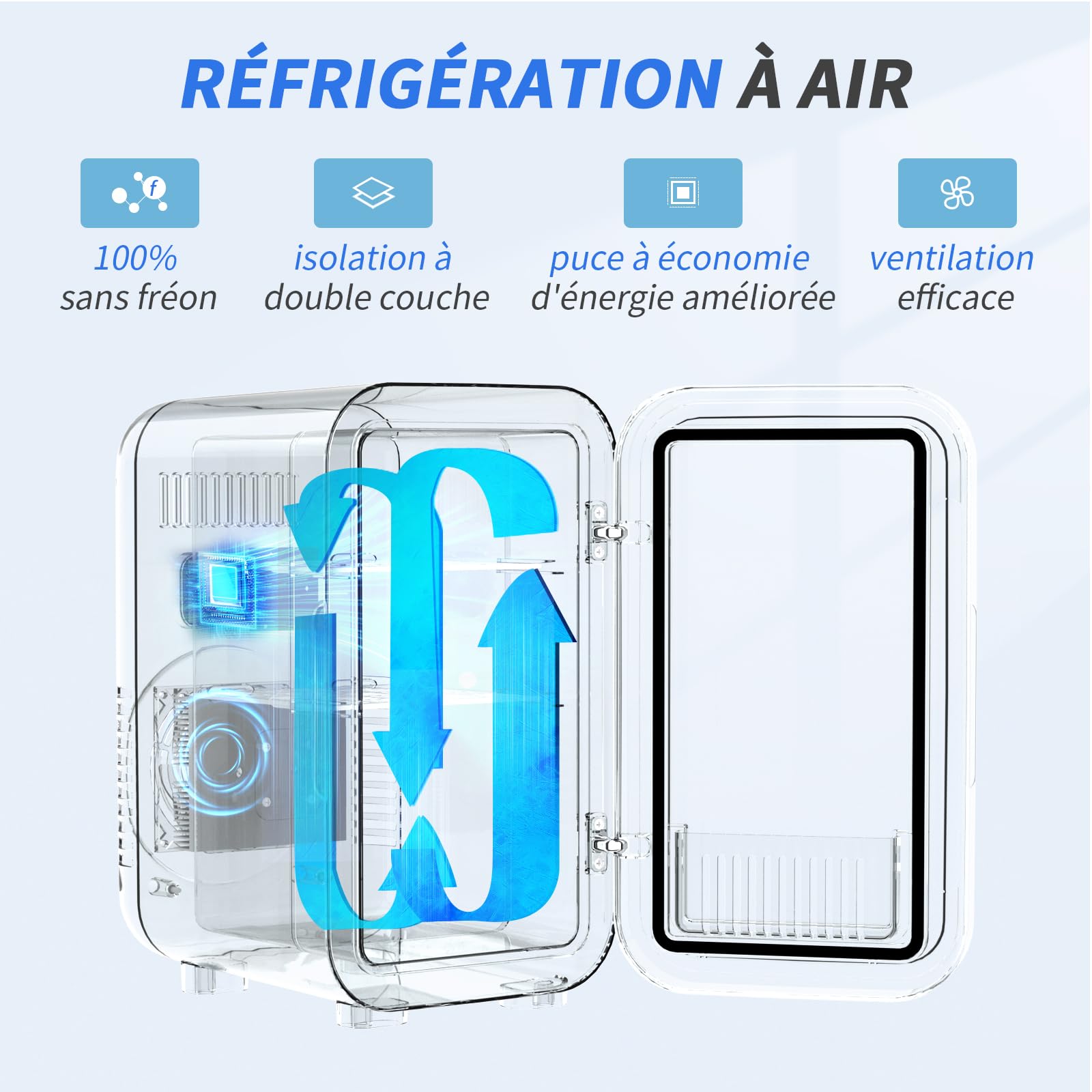 YASHE Mini réfrigérateur 6 litres 8 canettes 220-240 V AC/DC thermoélectrique portable blanc
