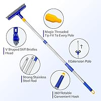 Vista 4 de ITTAR Cepillo para lechada con mango largo ajustable, cepillo giratorio para fregar, raspador de líneas de lechada en forma de V con cerdas rígidas