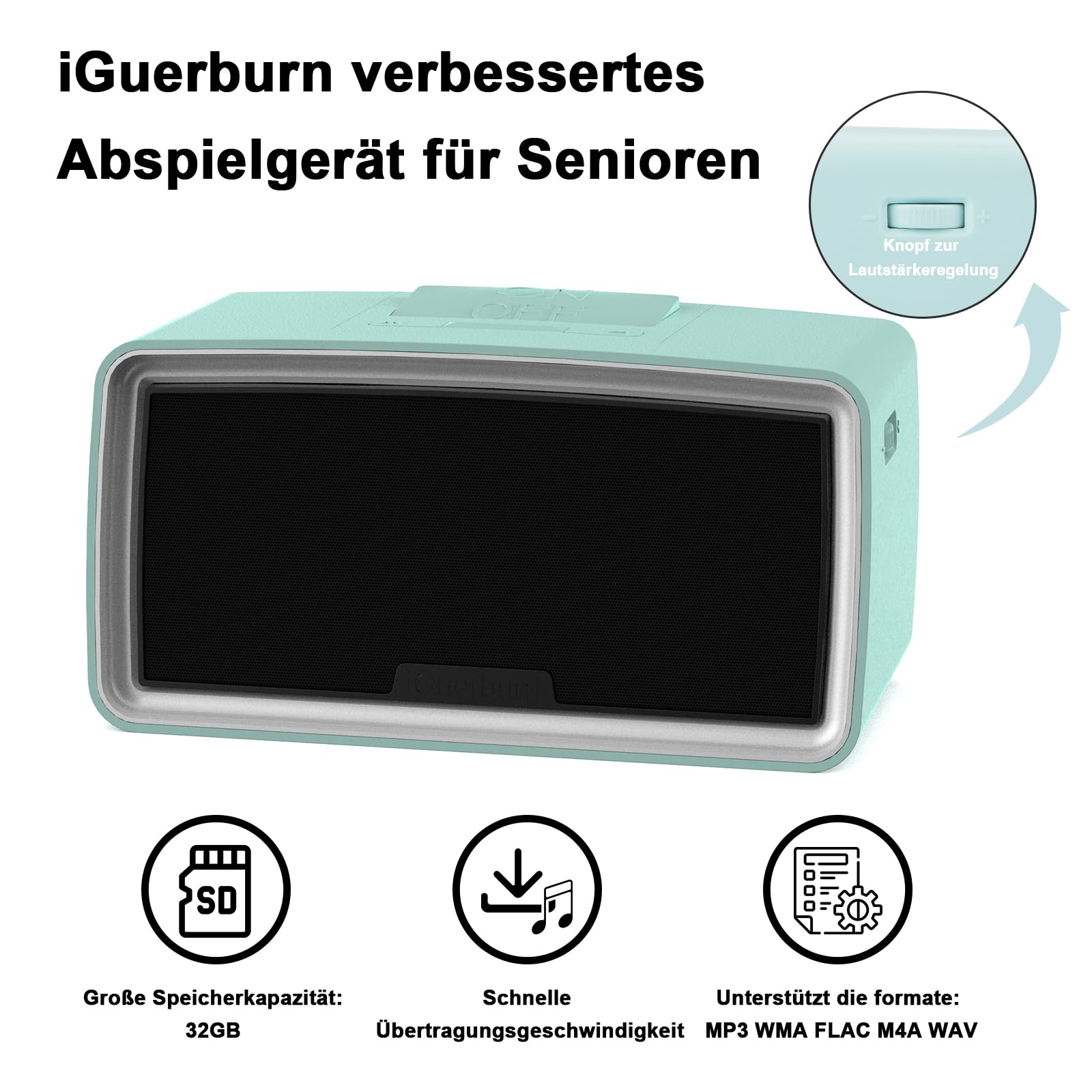 OER Muziekspeler Walnoot - Gebruiksvriendelijke Muziekspeler voor Dementie - Spellen voor Ouderen