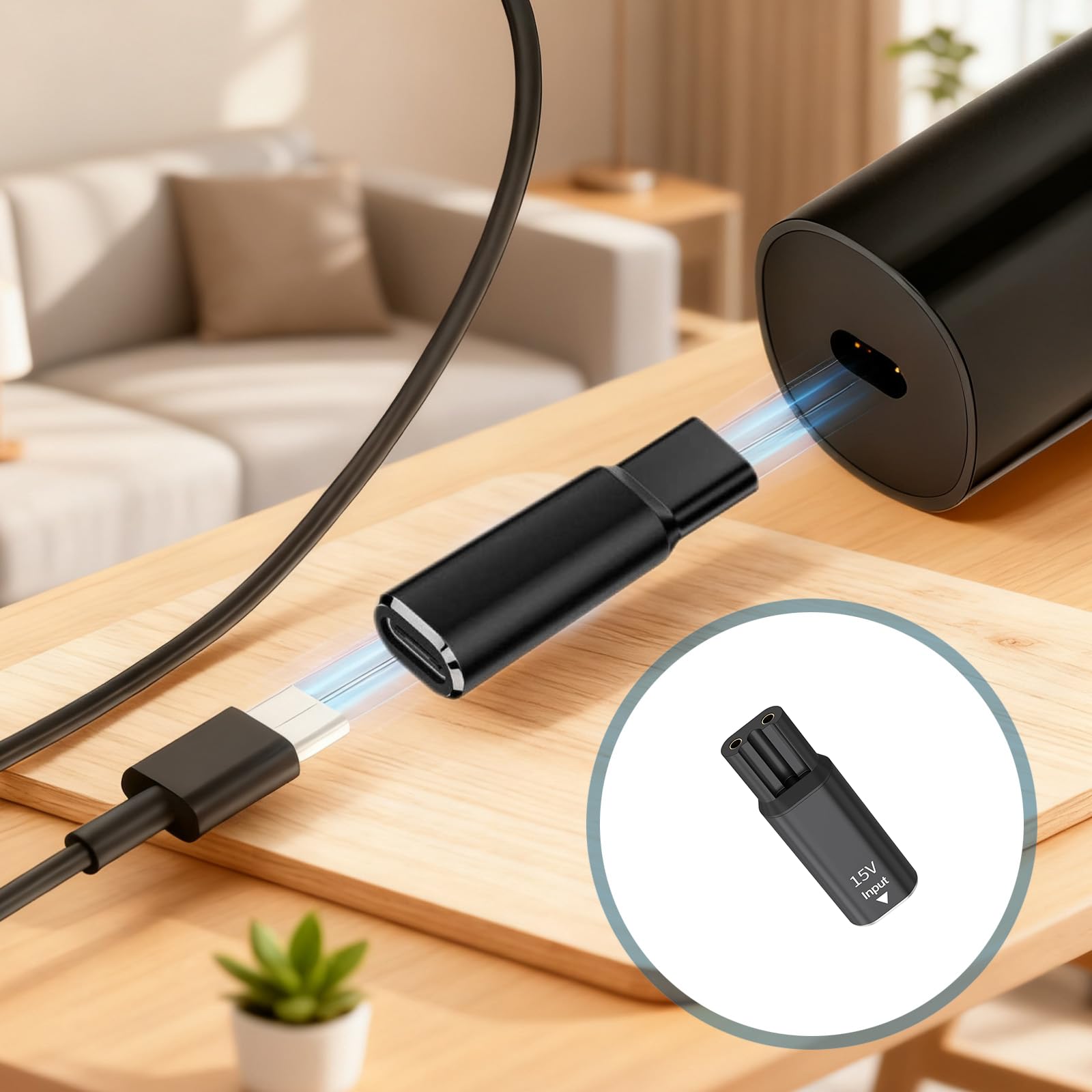 15 V USB C ładowarka adapter do golarki Philips HQ8505, zasilacz sieciowy, adapter ładowarki, kompatybilny z Norelco Series 3000, 5000, 7000, 9000, do OneBlade QP6520 QP6530 QP6510, kabel do ładowania
