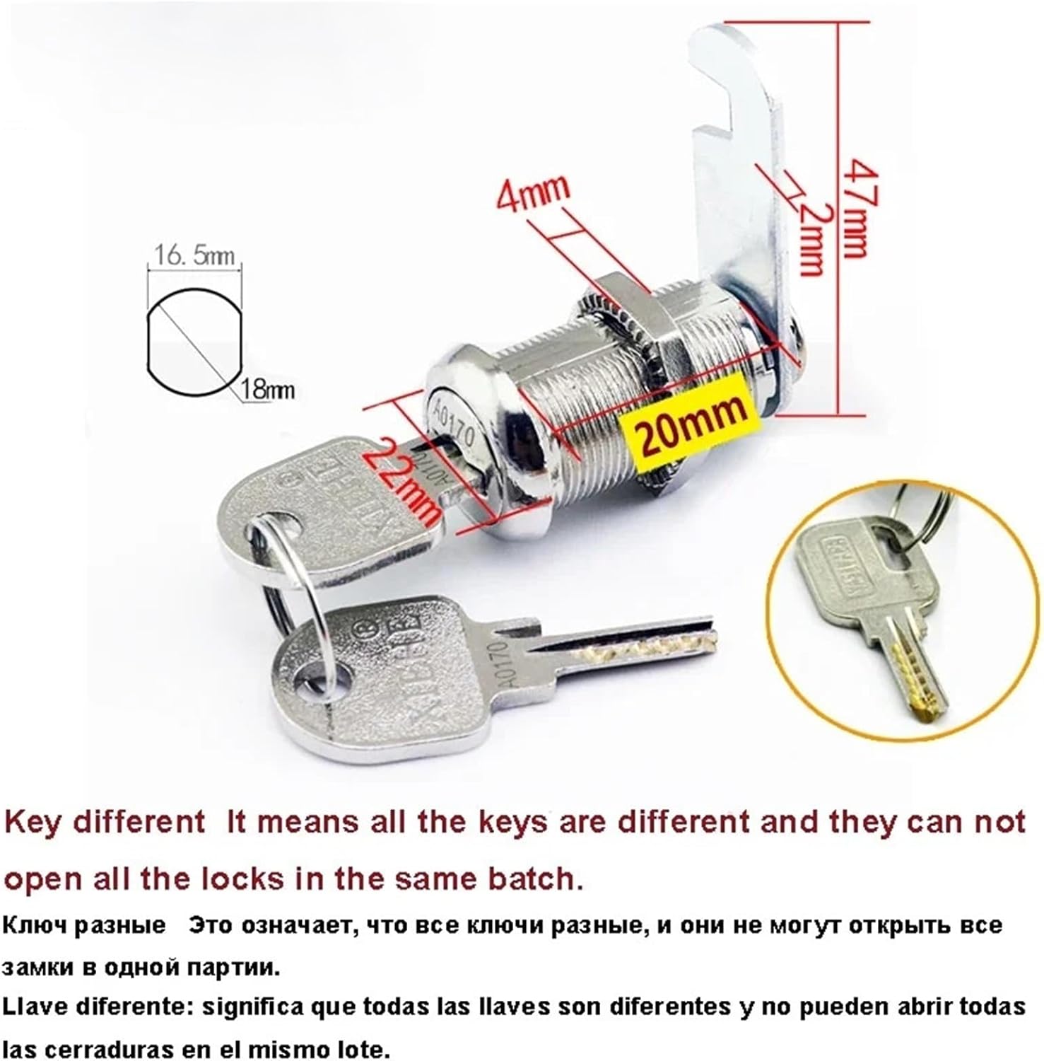 Cam Lock for Cash BoxGym Cabinet Sliding Door School Locker Office Drawer Hardware Tool MS486 I 1Pcs(O)