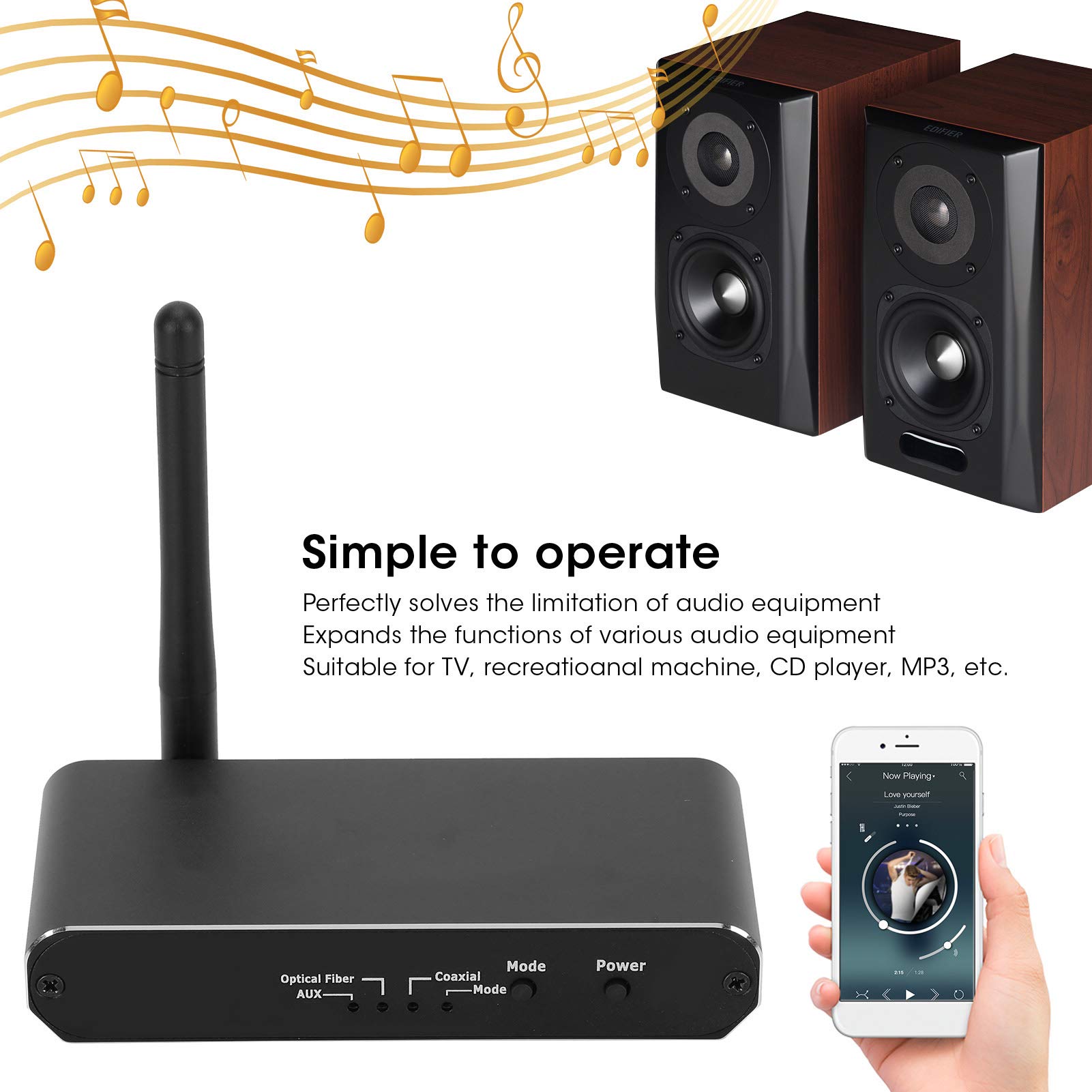 Transmisor Receptor Bluetooth - Señal de Audio Analógica de Conversión Coaxial de Fibra Óptica Digital y Transmisor Receptor de Audio Bluetooth - para TV/Máquina Recreativa