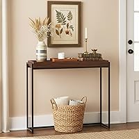 MISXEOE Narrow Solid Wood Console Table with Storage Groove - Farmhouse Slim Entryway Sofa Table Behind Couch, 11.8"W x 47.2"L Rustic Brown