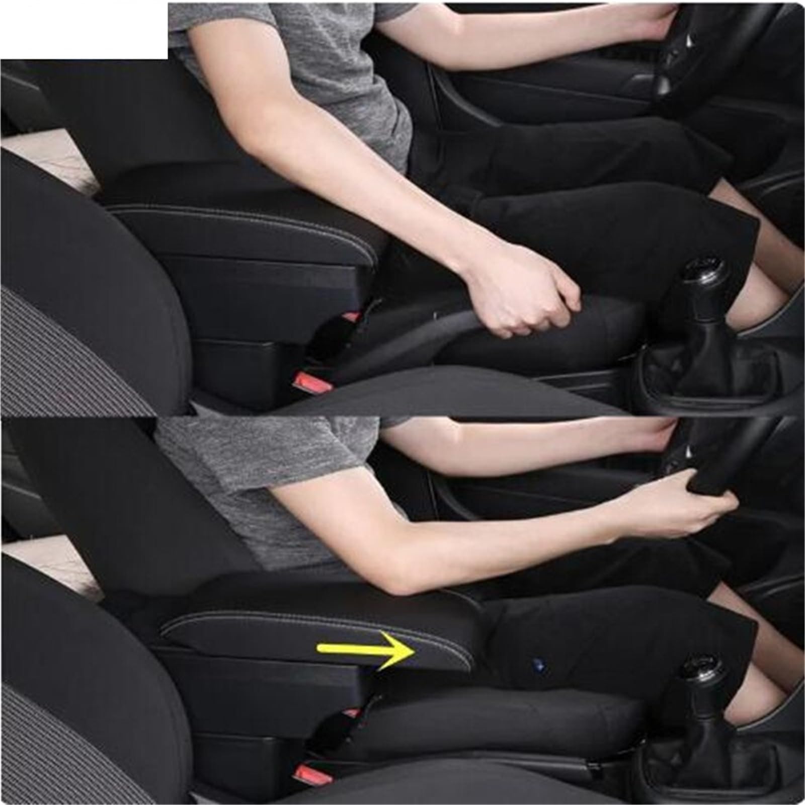Bandeja de Silicona para Consola Reposabrazos universal para coche, caja de almacenamiento para accesorios de coche, piezas de modernización(A1 Black white NOUSB)