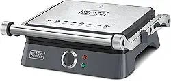 BLACK+DECKER Grill Elétrico Gourmand Gris, com Abertura de 180 graus, Ideal para suas Receitas, Modelo G1400, 1200W, 110V