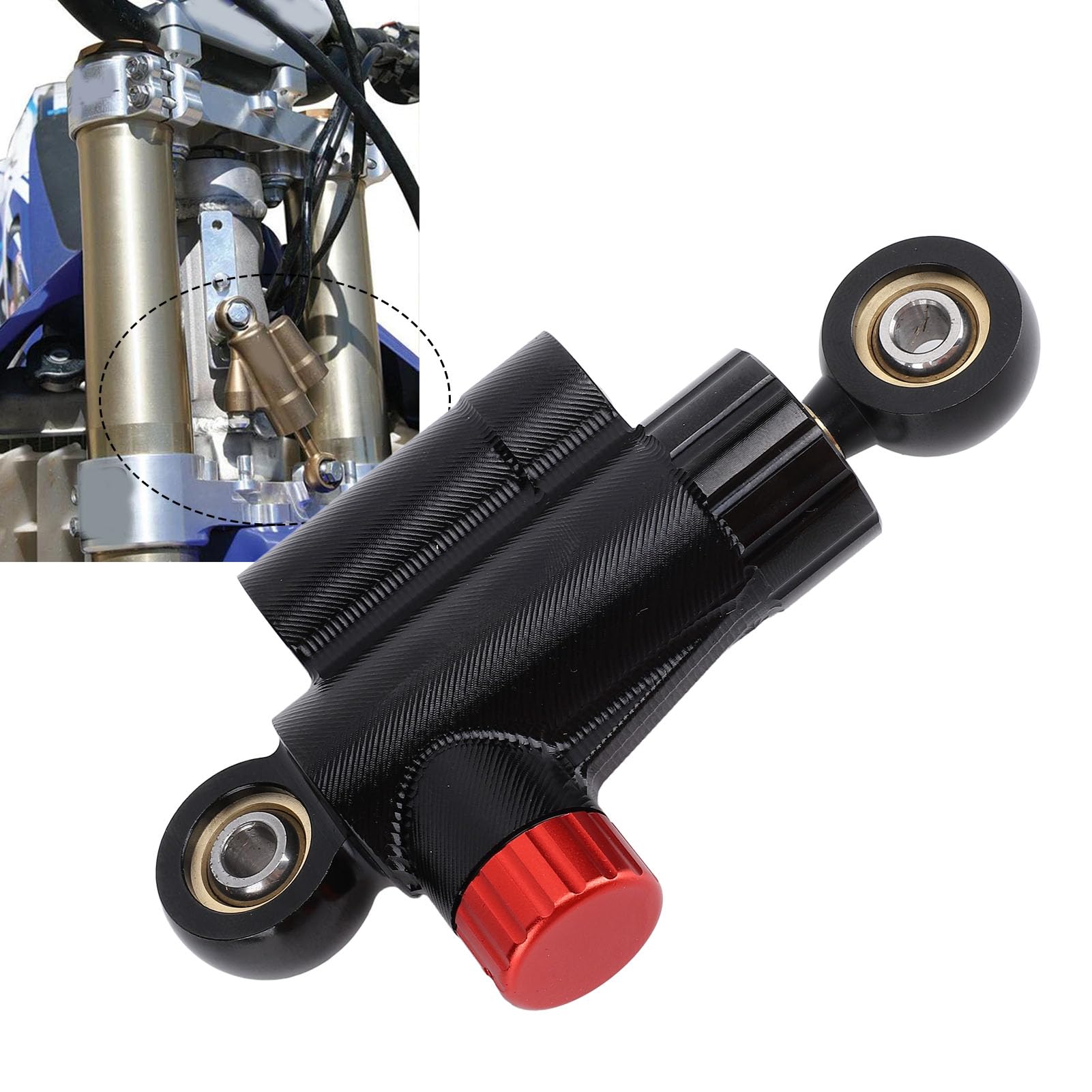 Amortyzator kierownicy motocykla CNC, aluminium, ulepszona kontrola stabilności, dla motocyklistów (czarny)