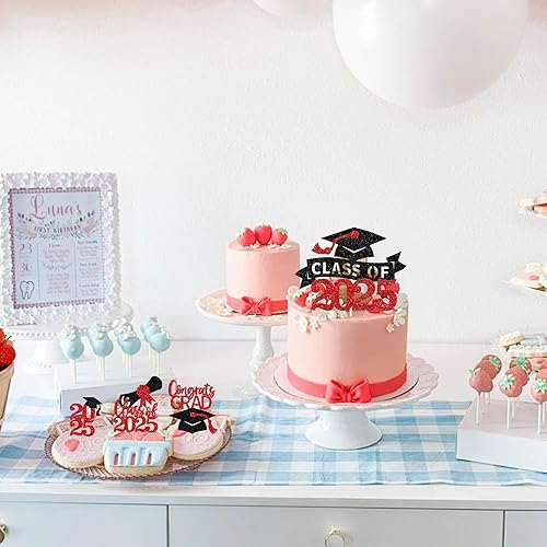 Miniatura 361 de Paquete de 24 adornos dorados para cupcakes de graduación 2025 con purpurina So Proud of You Done Diploma Graduation Cap Cupcake Picks Class of 2025