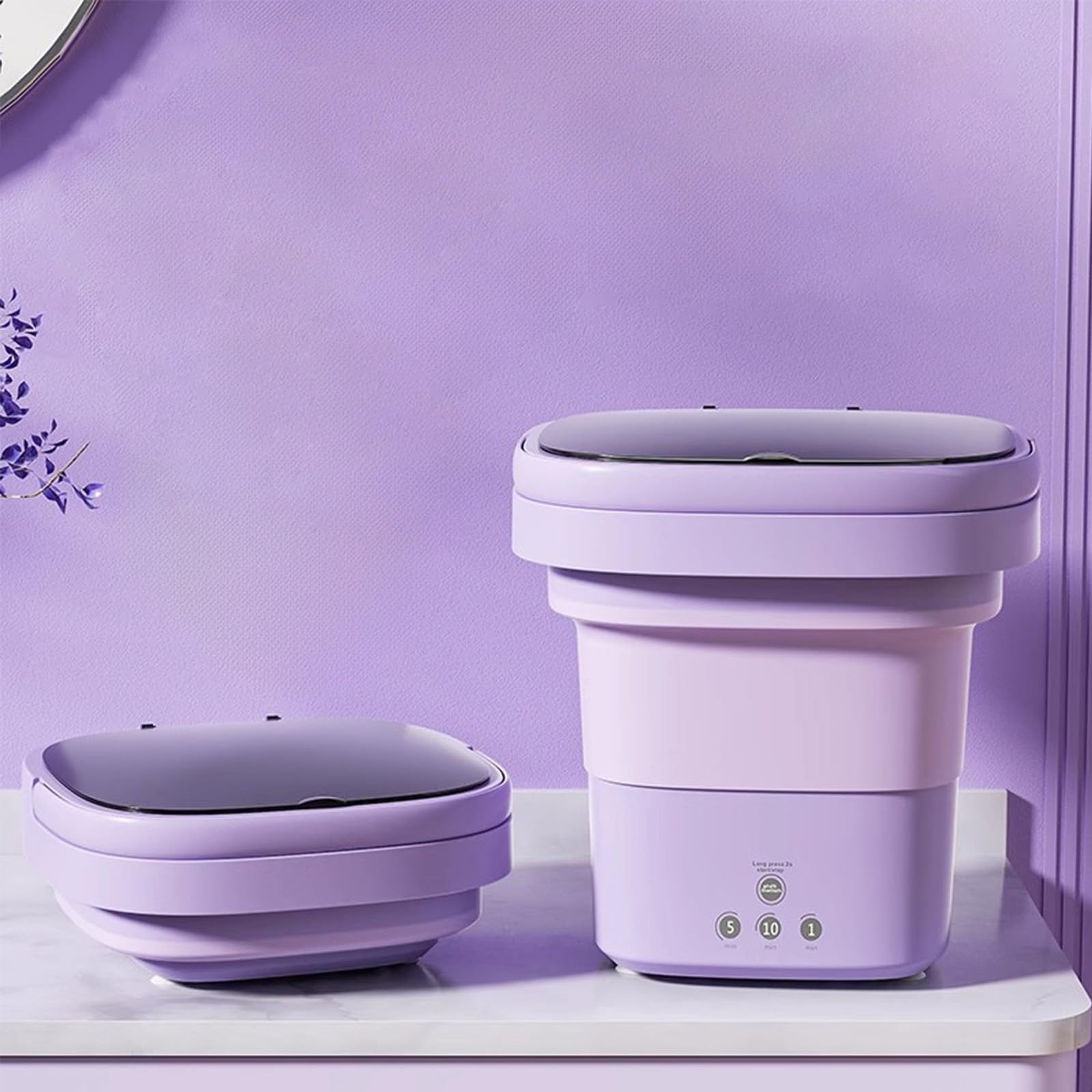 Mini Lavatrice Portatile 8L, Lavatrice Piccola Pieghevole con Centrifuga, per Casa/Viaggio/Campeggio/Dormitorio/Vestiti per Bambini/Calzini/Biancheria Intima(Purple)