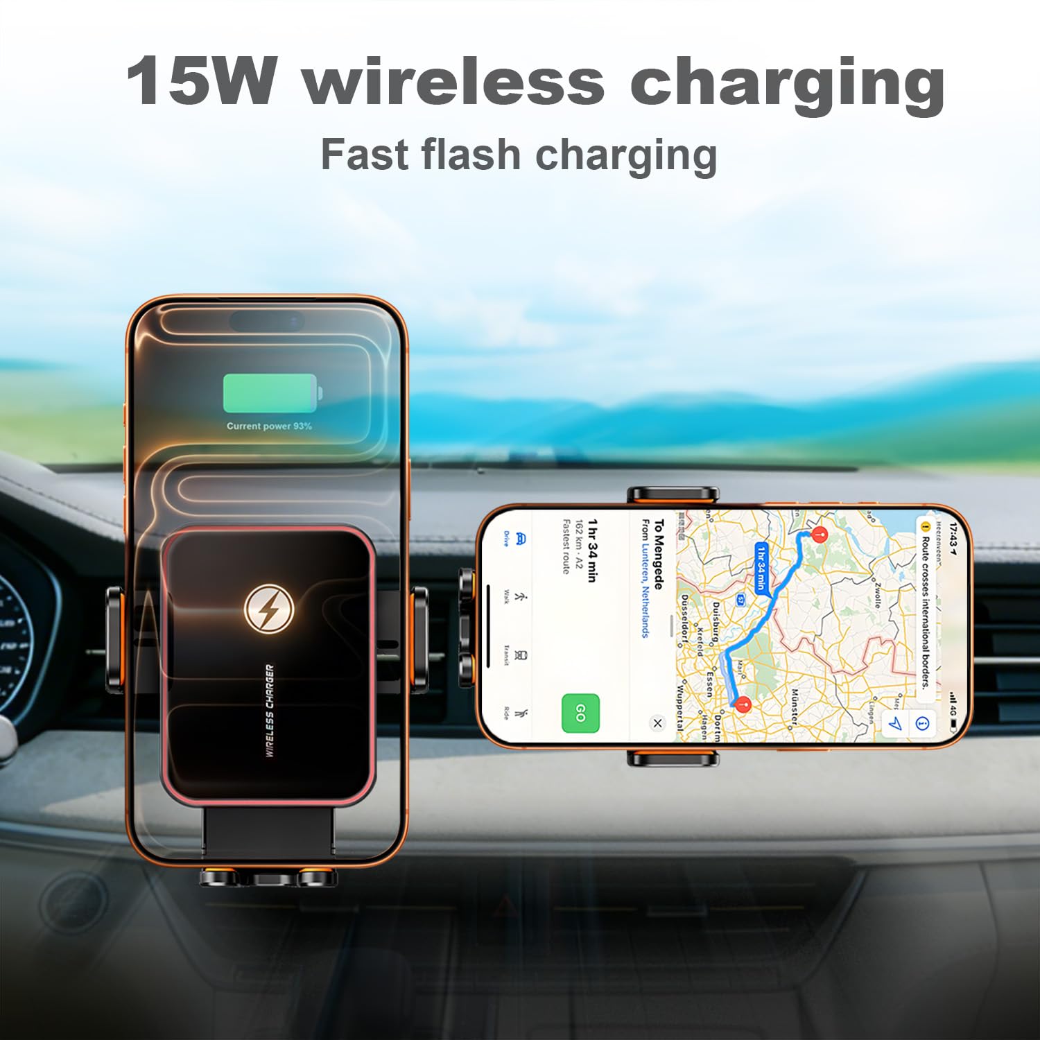 Cargador inalámbrico para coche, sujeción automática, soporte para teléfono