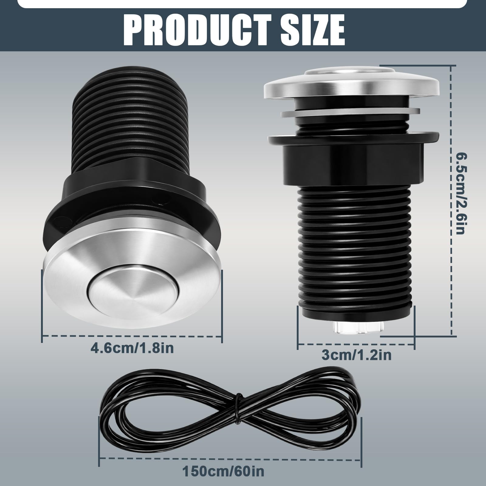 Botón superior del fregadero con reemplazo de manguera de aire, botón de interruptor de aire para eliminación de basura, interruptor activado por aire, piezas de eliminación de basura Ketofa