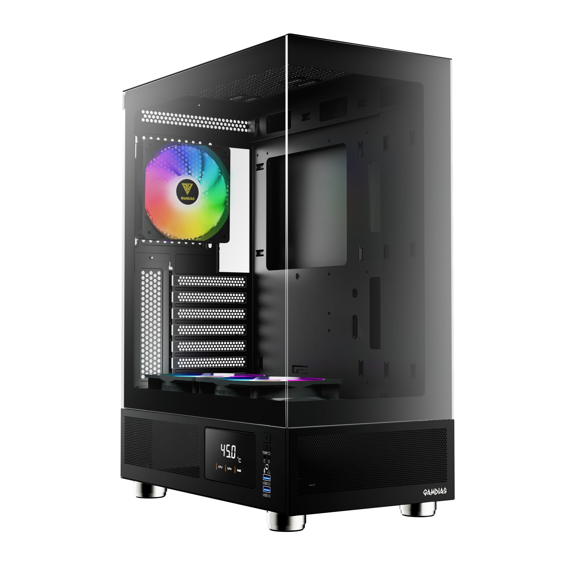 Gamdias Atlas E1 Boîtier pour gamer avec 3 ventilateurs 120 mm ARGB Noir