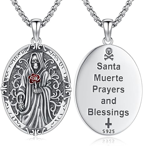 Vista 421 de Collar con colgante de plata de ley 925 con medalla de San Patrón, joyería religiosa para hombres y mujeres, con cadena de acero inoxidable 316L