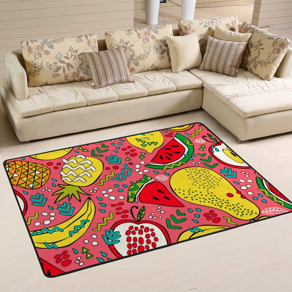 Tapis pour salon aux motifs fruits d'été, grand tapis de salle à manger Ruchen
