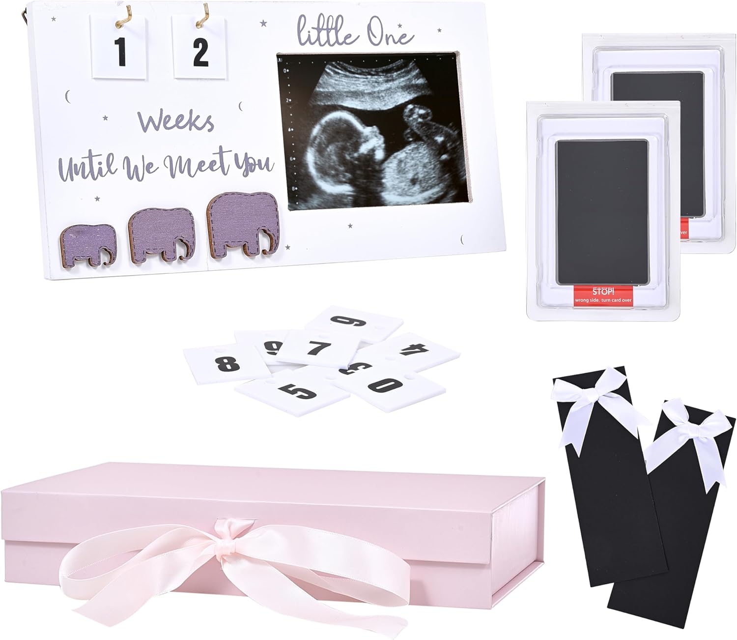 Baby Countdown Calendar with Footprint Kit – Pregnancy Gift for Expecting Moms – Includes 2 Fridge Magnets + Gift Box – Baby Shower & Gender Reveal Keepsake Set