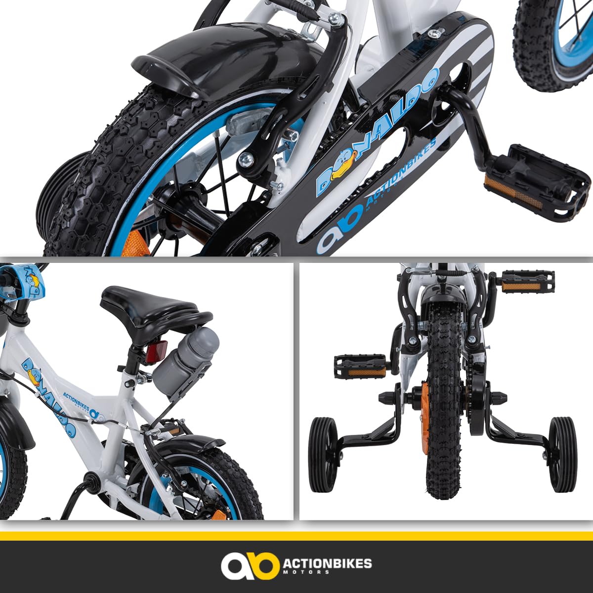 Actionbikes Kinderfahrrad | 12 16 20 Zoll - V-Brake Bremsen - Fahrrad für Kinder von 2-9 Jahren - Schutzblech v. / h - Kinder Fahrrad für Mädchen & Jungen - Fahrräder - Bicycle - Kinderrad - Bike