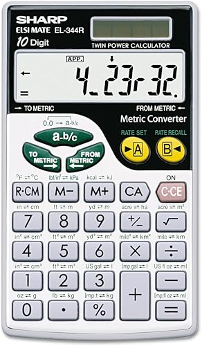 Sharp EL344RB EL344RB Calculadora de billetera de conversión métrica LCD de 10 dígitos