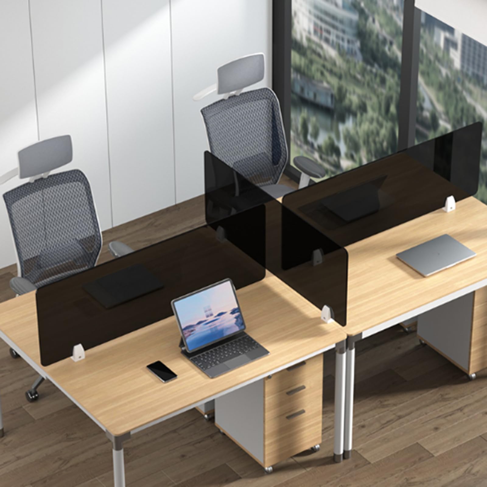 Panel de privacidad acrílico multicolor para escritorio, divisor eeze Guard negro transparente, 60 x 50 cm, 3,5 mm, eficaz para oficinas y uso doméstico