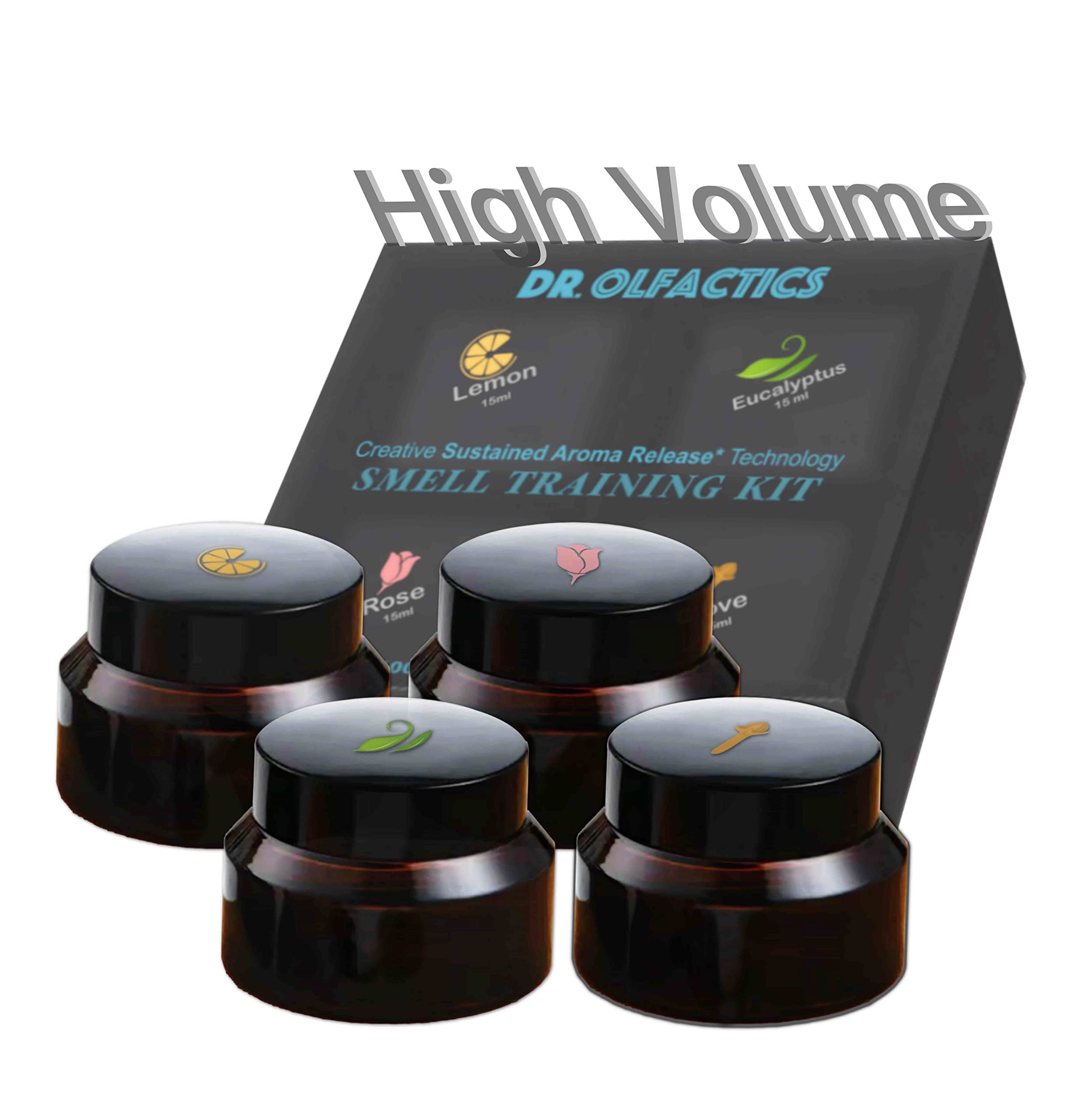 Ilios Olfactory Smell Training Kit, 4 Essential Oils, All Natural Stimulating Aromatherapy for Loss of Senses with Lemon, Clove, Rose, Eucalyptus, and Accessories
