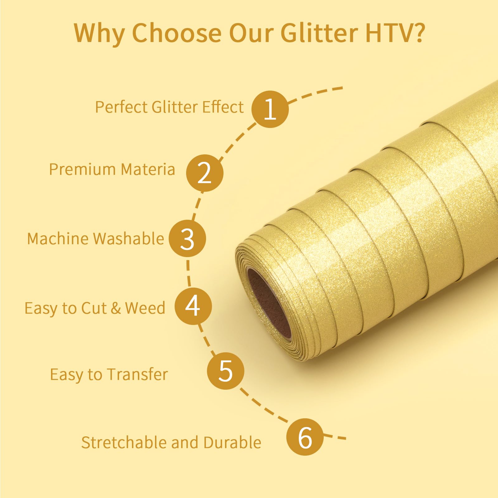Rollo De Vinilo De Transferencia De Calor 30.5x152cm HTV Iron On Vinyl Para DIY Camiseta Y Tela (dorado
