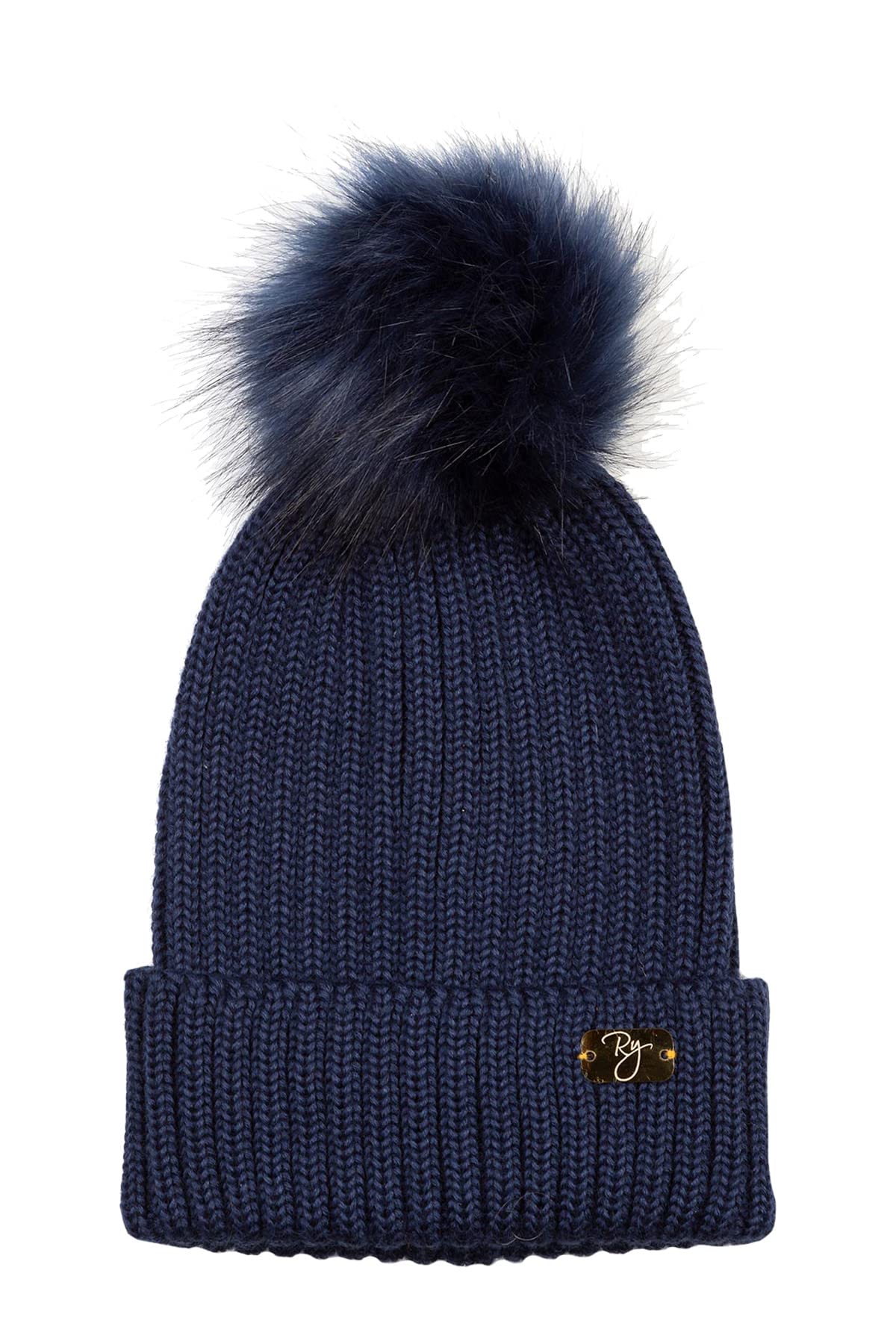 Rydale Ladies Pom Pom Hat Women's Bobble Hat Winter Beanie 12 Colours (Navy)