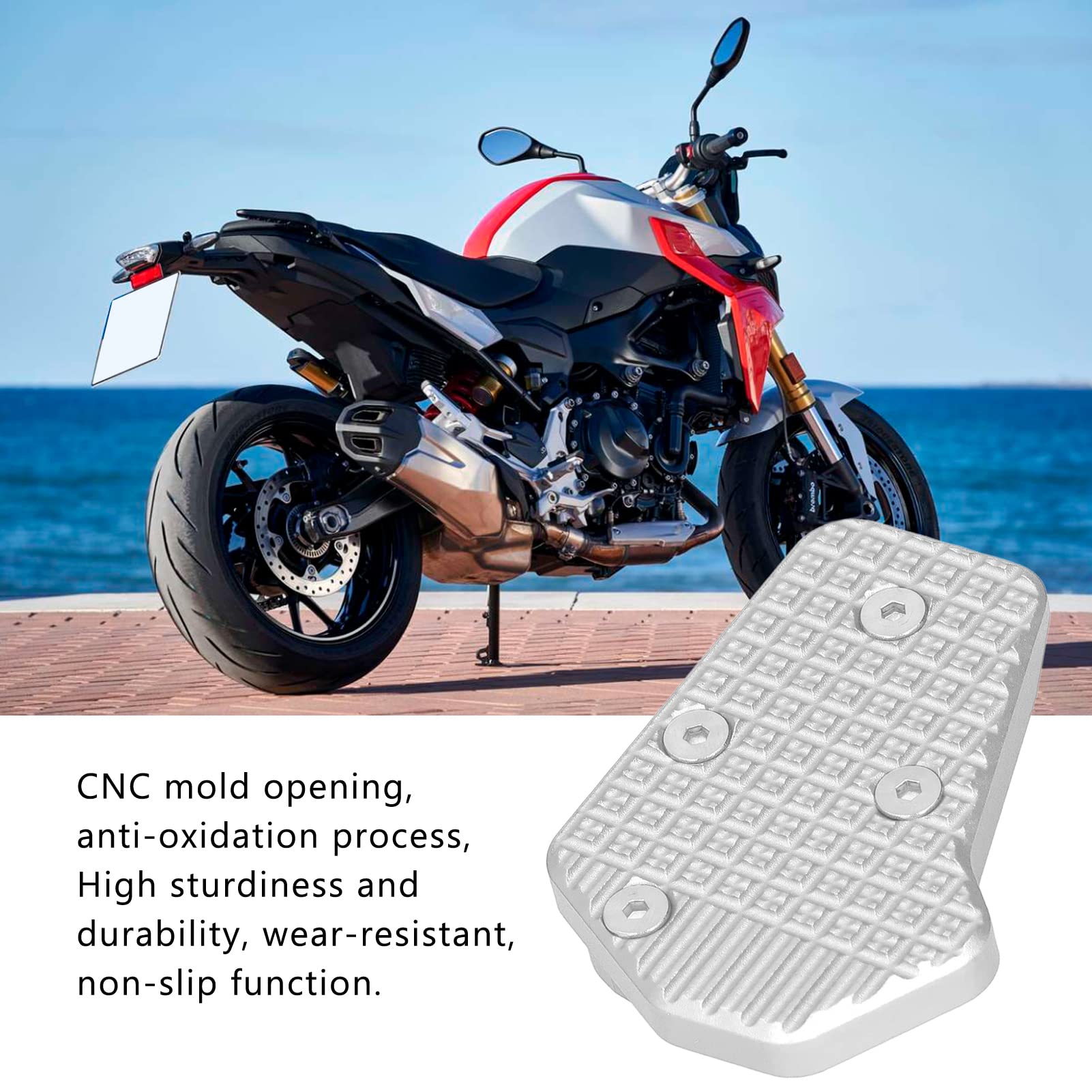 Yctze Estensione del Pedale della Pedana Pedale della Leva del Freno Posteriore del Motociclo Lega di Alluminio CNC Ingrandisci la Piastra di Estensione della Piastra di Ricambio per F900XR(D'argento)