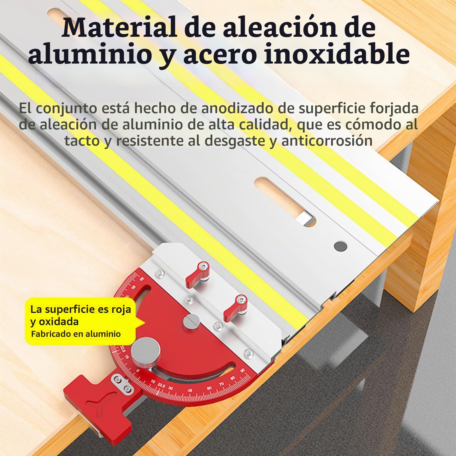 Guía de Ingletes para Sierra de Mesa, Accesorios de Riel Guía de Acero Inoxidable Dispositivo Auxiliar de Guía de ángulo Recto Multiángulo de -65° a 65° para Festool Riel