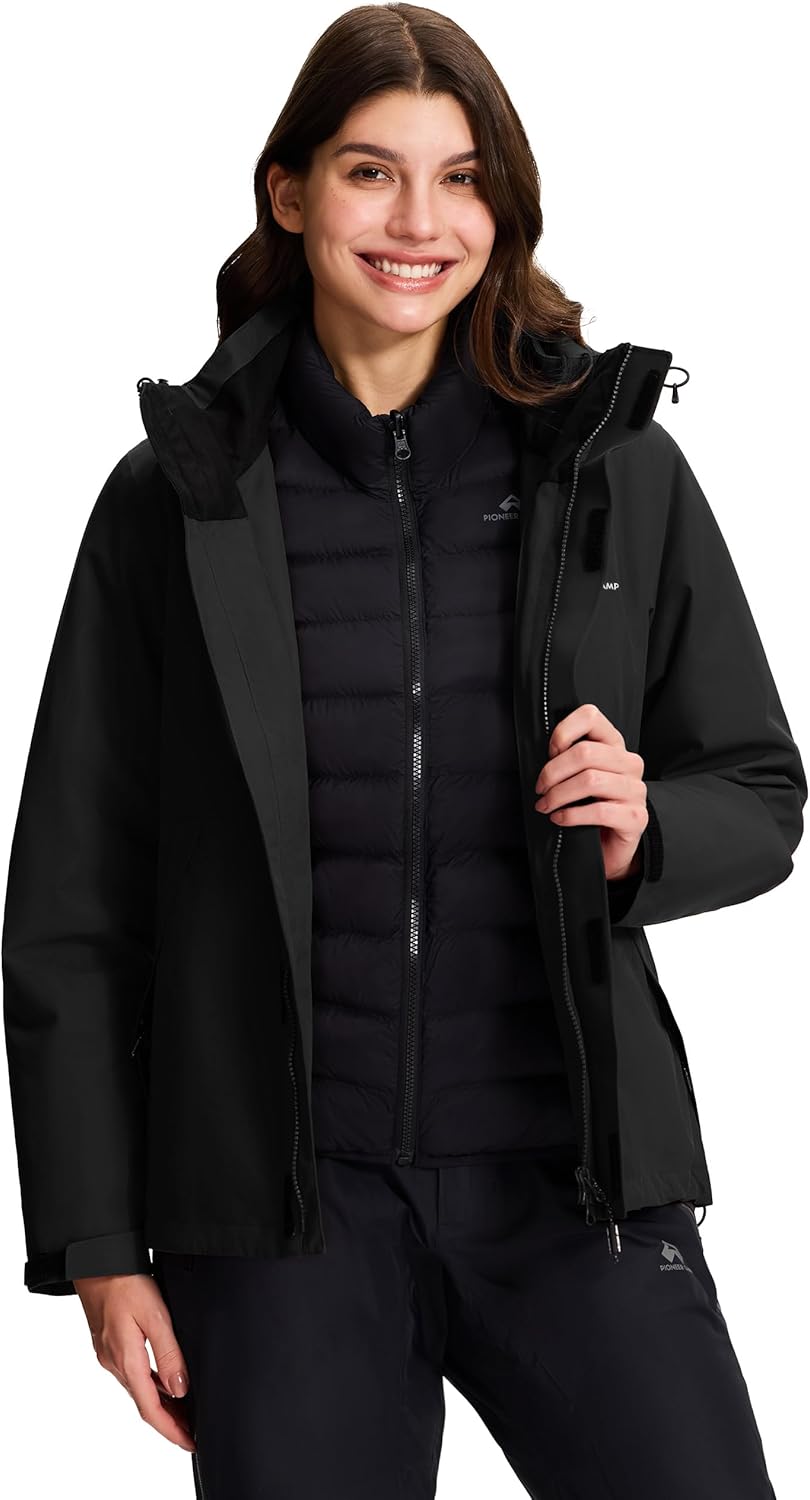Pioneer Camp Women's 3 in 1Waterproof Ski Snow jacket Windbreaker Insulated Puffer Liner Jackets Winter Raincoat Outdoor - Image 2