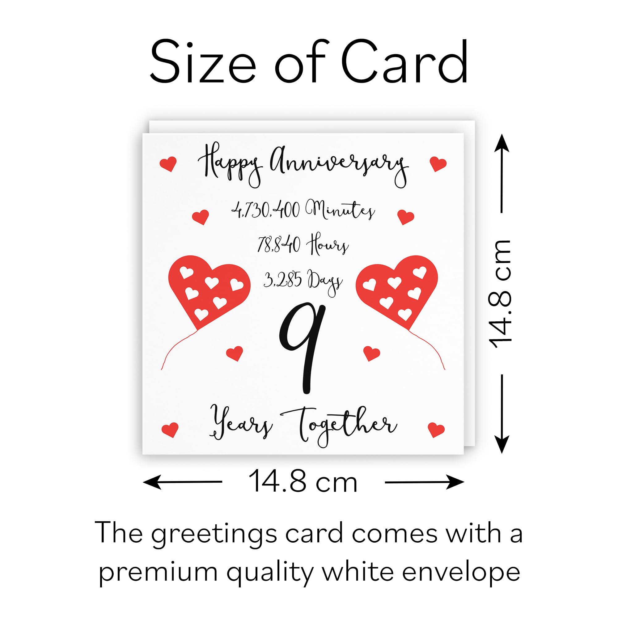 Hunts England - 9th Wedding Anniversary Card - 9 Years Together - Happy Anniversary - Timeless Collection - Cute Fun Card - Image 4