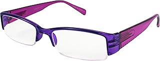 EDGEIWEAR Rectangular Semi-Rimless Plastic with Spring Hinge 540603PTT 2.00 Clear Purple