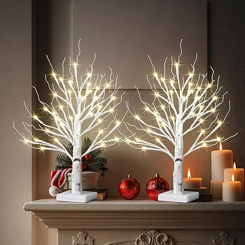 Miniatura 2 de Árbol de abedul iluminado con 36 luces LED, 2 unidades, árbol de abedul blanco con luces, árbol de dinero, centros de mesa de boda, ramas