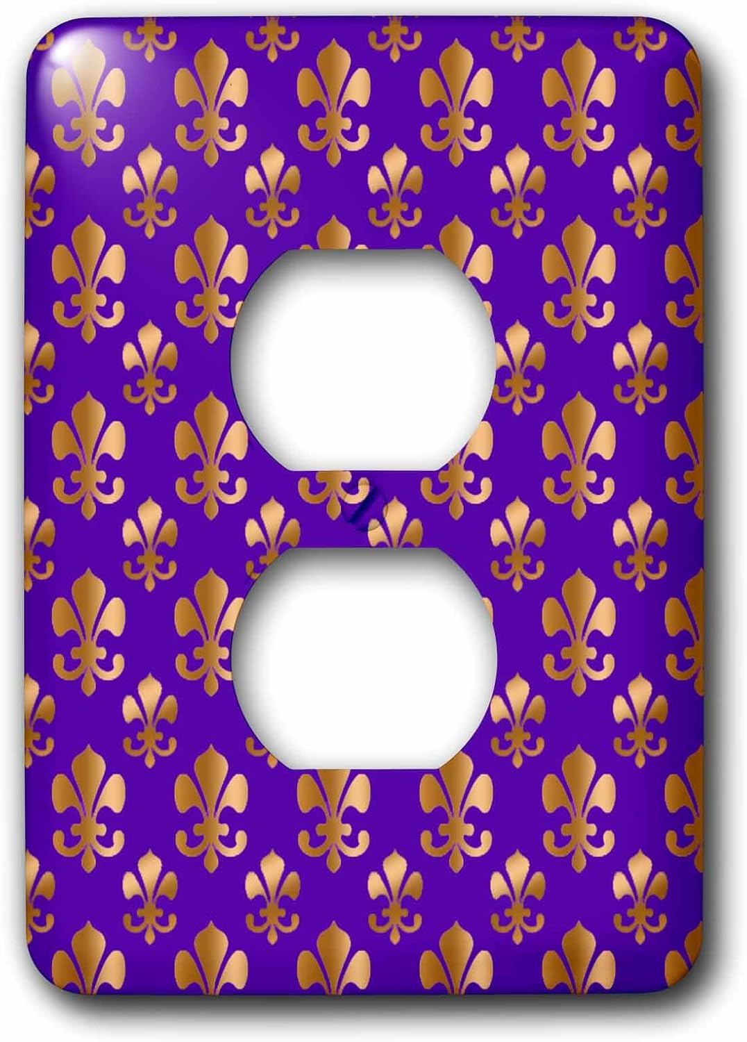 3dRose lsp_30758_2 Gold Fluer De Lis Pattern on a Dark Purple Background Double Toggle Switch