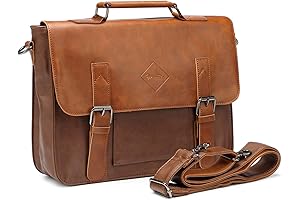 Vintage ZeBella Pu Leather Classic Briefcase - Light Brown