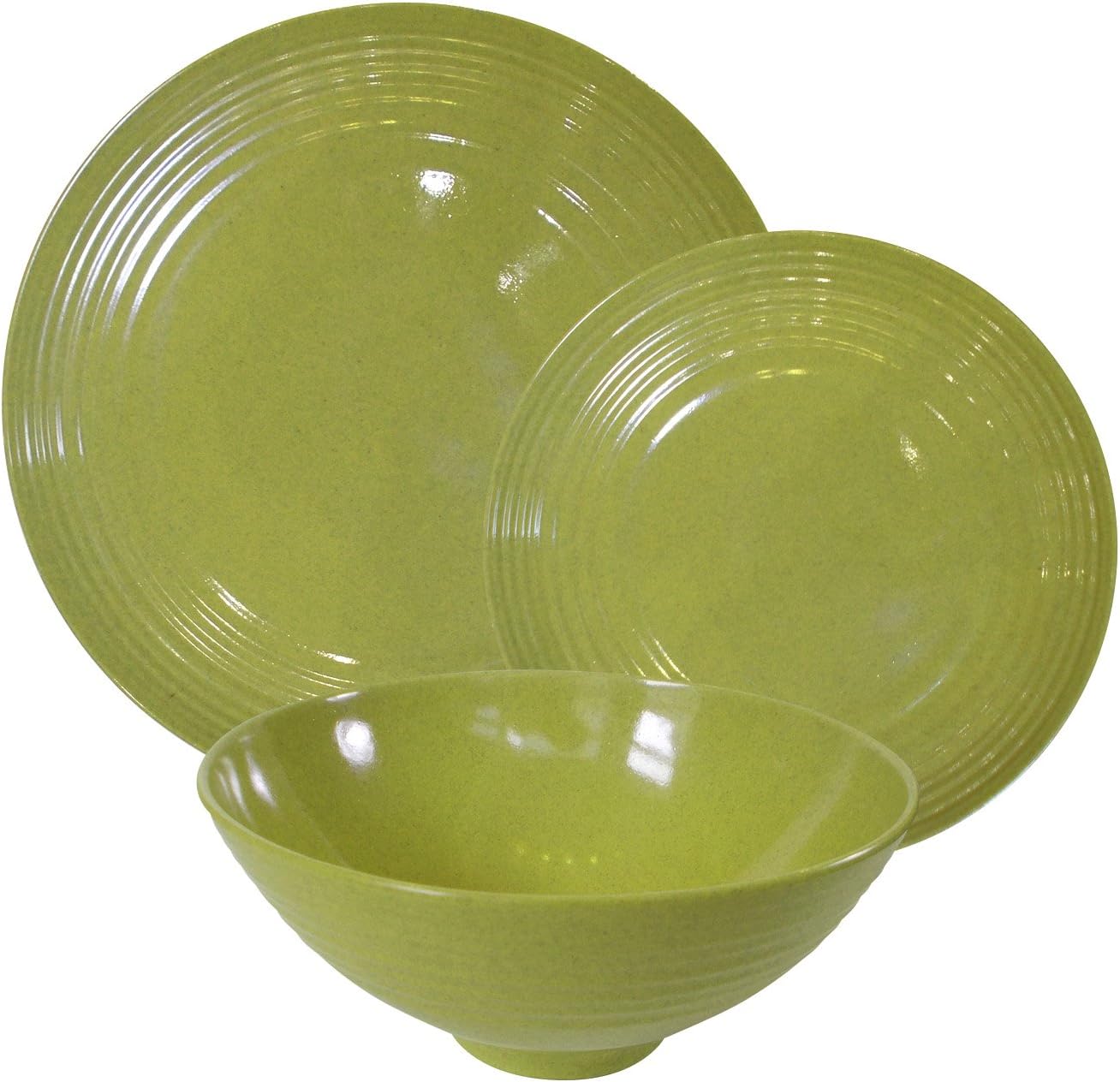 GHP Asian Inspired Bamboo Melamine 12Piece Dinner Set