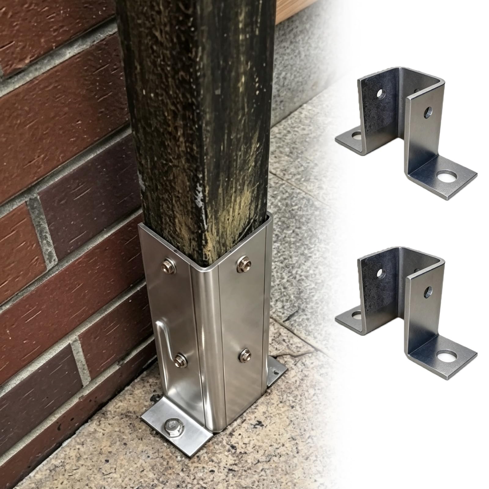 Soporte De Base Para Poste De Acero Inoxidable 304 | Faldón Embellecedor Plateado Para Pilar, Soporte De Anclaje Atornillable Para Columna(2 pcs,3.3x3.3in/8.5x8.5cm)
