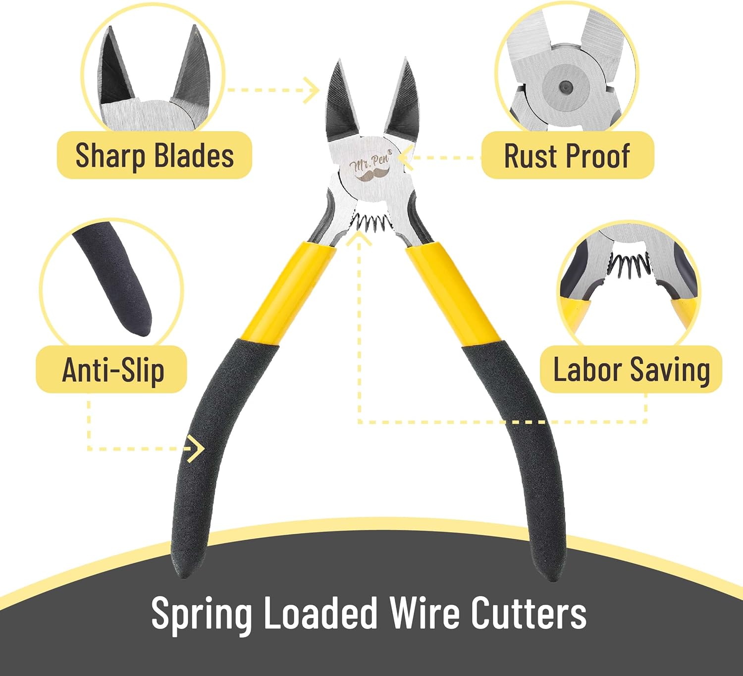 Mr. Pen- 5" Wire Cutters Bulk, 5 Pack, Precision Cutting Pliers, Ultra Sharp Wire Snips Wire Clippers, Diagonal Cutting Pliers for Jewelry Making Crafting, Wire Cutters Set