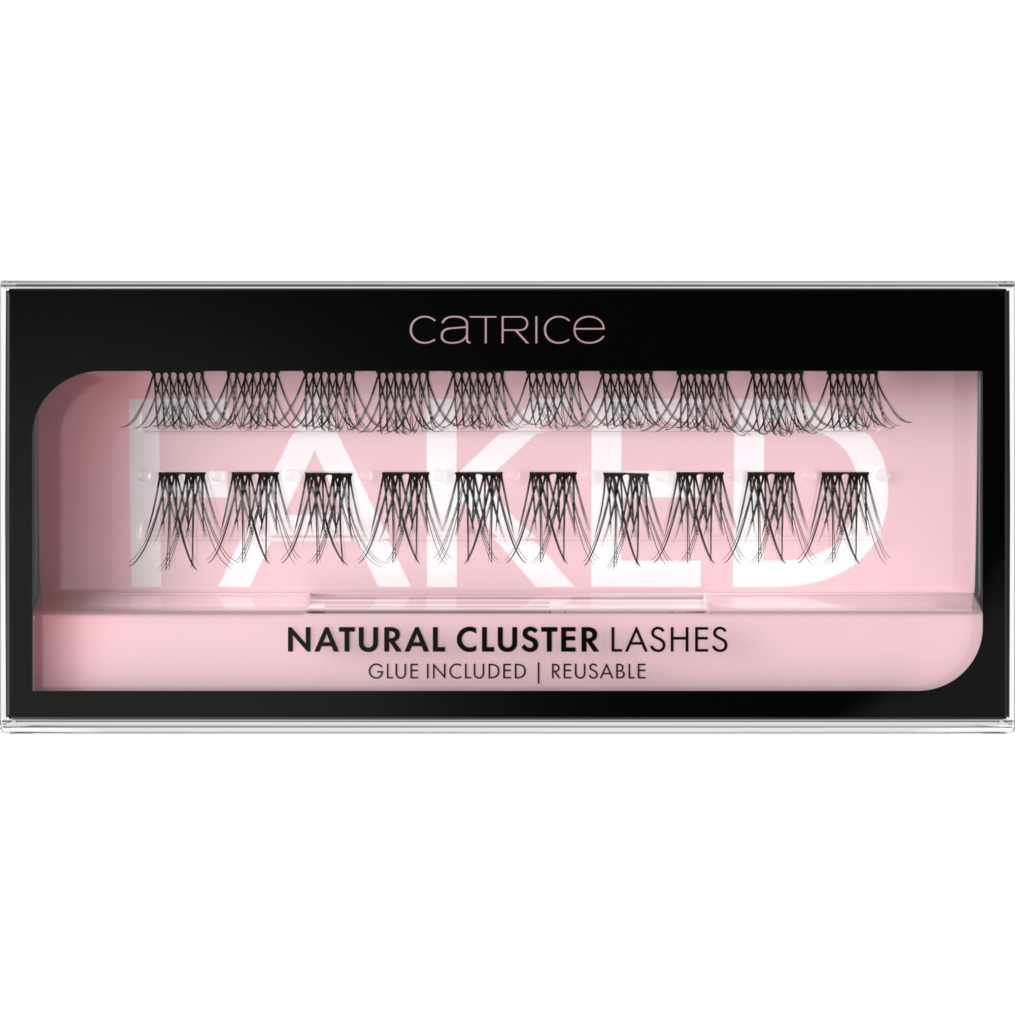 Catrice Faked Natural Cluster Lashes, sztuczne rzęsy, czarne, długo utrzymujące się, efekt sztucznych rzęs, wegańskie, bez cząstek mikroplastiku, bez nanocząsteczek, bez perfum, 1 opakowanie (20 szt.)
