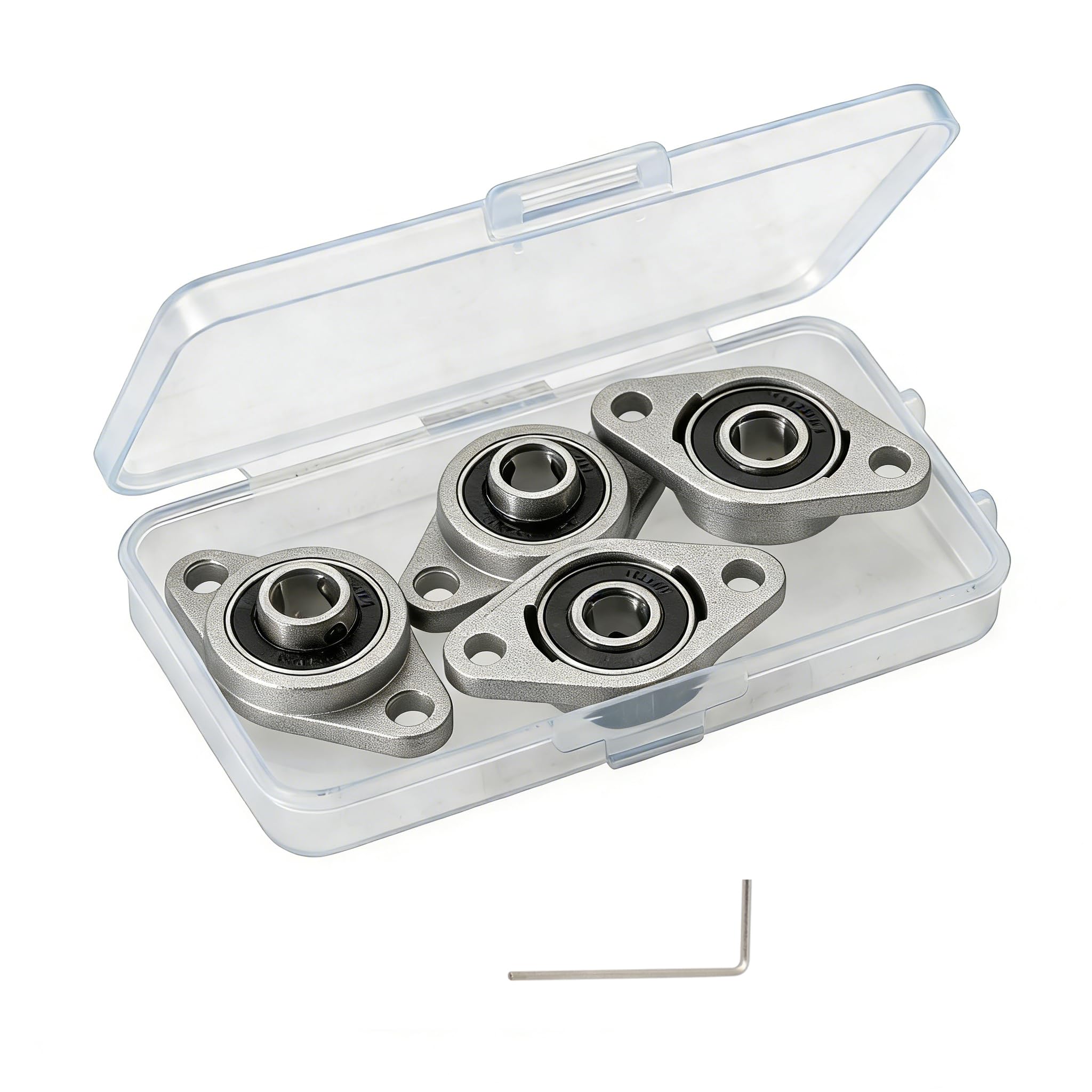 Eowpower 4 Pieces 8 mm Bore Diameter Flanged Ball Mounted Pillow Block Insert Bearings